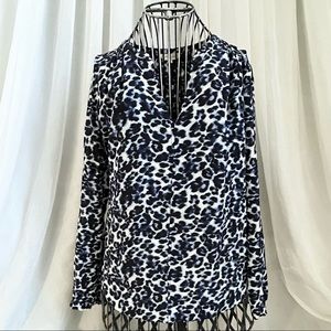 Rebecca Taylor Blue Leopard Print Blouse
